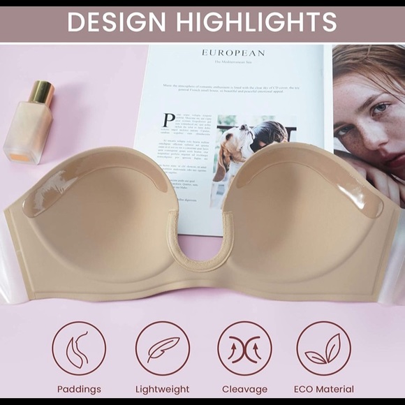 Plunging silicone adhesive bra 36D - Picture 2 of 8